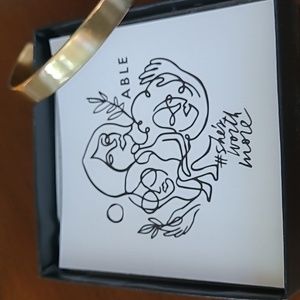 Able "She's Worth More" brass engraved cuff bracelet